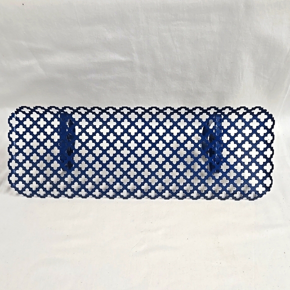 Vintage Metal Shelf Wall Hanging Mesh Blue Decor Heart Brackets Organizer Shabby - Picture 1 of 16